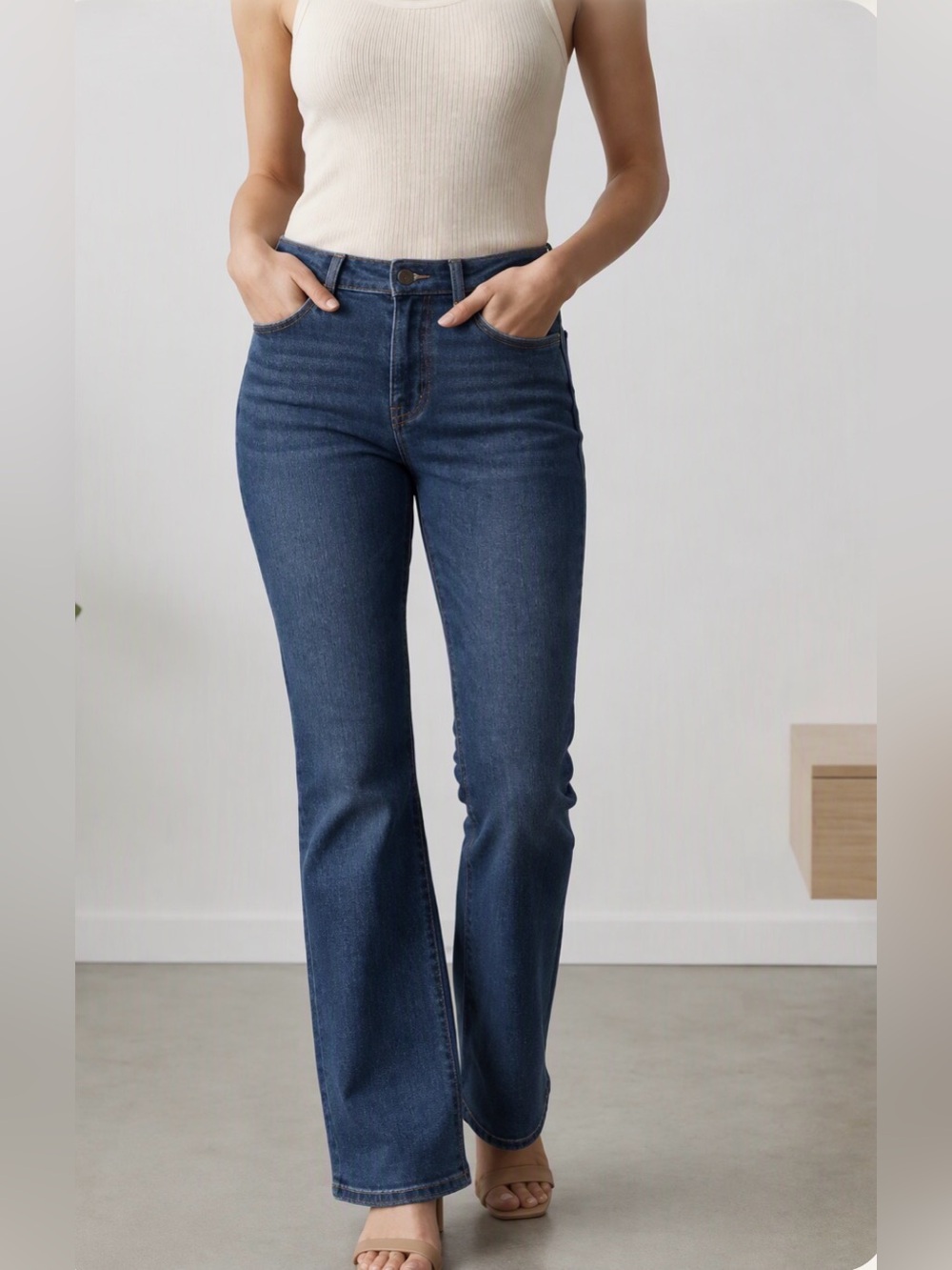 J.Crew Curvy Full Length Demi Boot Cut Stretch Denim Jean Dark Indigo Wash